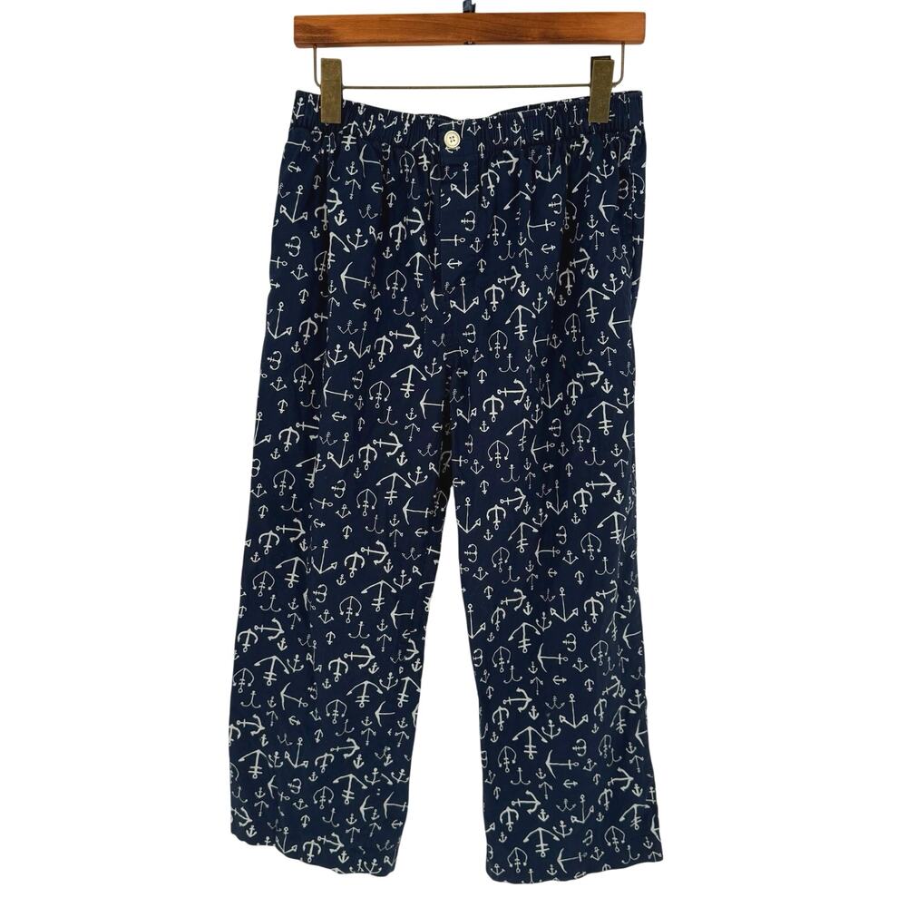Land's End Men's Anchor Print Cotton Pajama Pants Size M Nautical